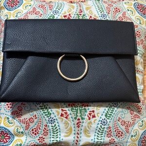 Urban Expressions Elegant Black Clutch with Gold Accent